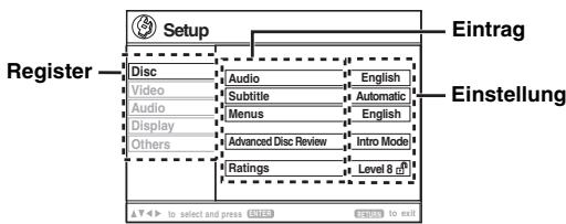 PANASONIC SC-HT545W - Other Settings (Weitere Einstellungen) Die angezeigten Einträge sind je nach Typ der Disc unterschiedlich. - 3