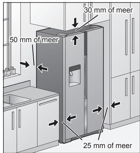 PANASONIC NR-B54VW1 - Laat voldoende speling zodat de afgevoerde warmte kan wegvoeien - 1