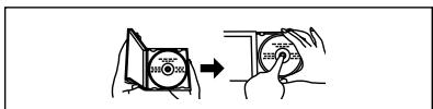 Diagram showing a hand holding a device with a circular component and a magnified view, illustrating the process of adjustment or inspection.