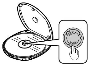 Diagram showing a device with open lid and a close-up of its circular dial labeled 'Close' with a finger pointing to it.