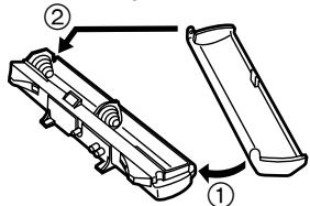 Technical diagram showing two mechanical components with numbered annotations indicating assembly or assembly steps.