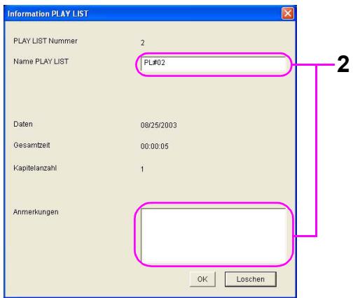 PANASONIC VWDTD10E - Informationsanzeige der PLAY LIST - 1