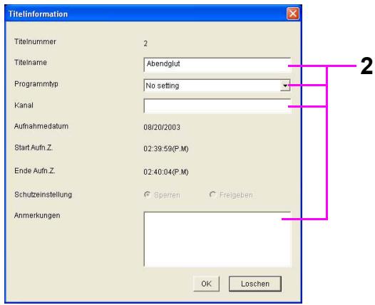 PANASONIC VWDTD10E - Anzeige Titelinformation - 1
