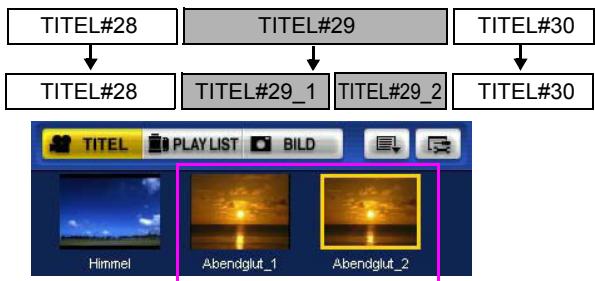 PANASONIC VWDTD10E - Ein Beispiel für die Teilung: ("TITEL#29" wird geteilt.) - 1