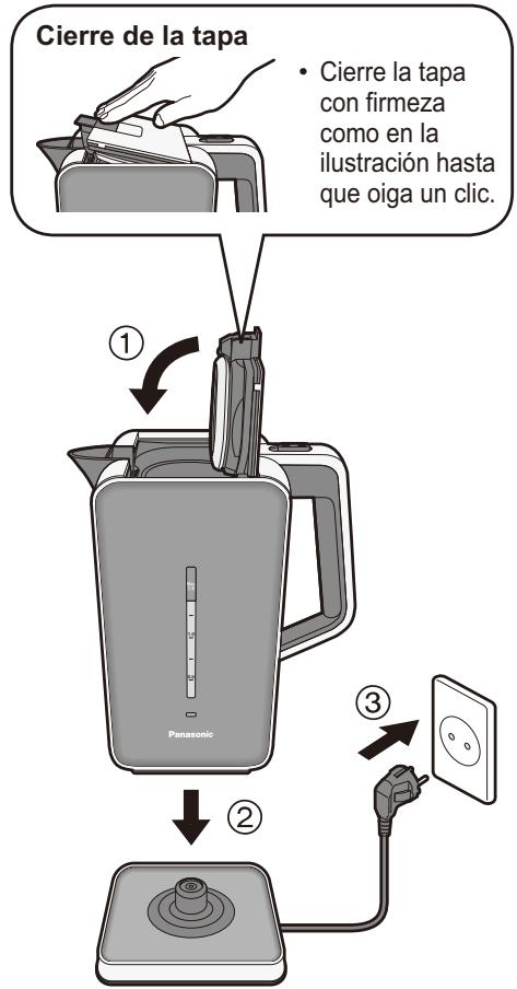 PANASONIC NC-ZK1HXE - Cierre la tapa, ponga el hervidor en la base de encendido e inserte el enchufe. - 1