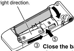 PANASONIC RR-XS350E - Inserting the battery - 2