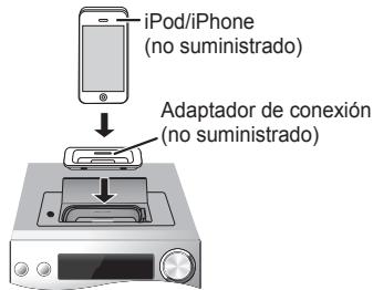 iPod/iPhone (no suministrado) Adaptador de conexión (no suministrado)