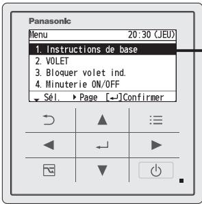 PANASONIC CZRTC4 - Sélectionnez l'élément du menu. - 1