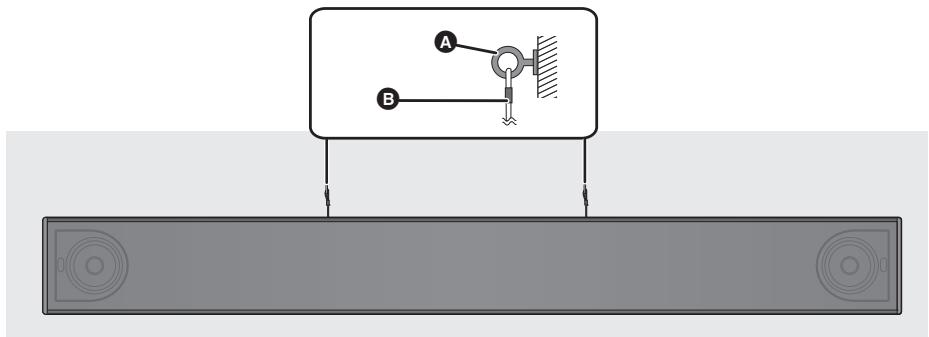 PANASONIC SC-HTB885EG - Sécurisez la cordelette au mur. - 1