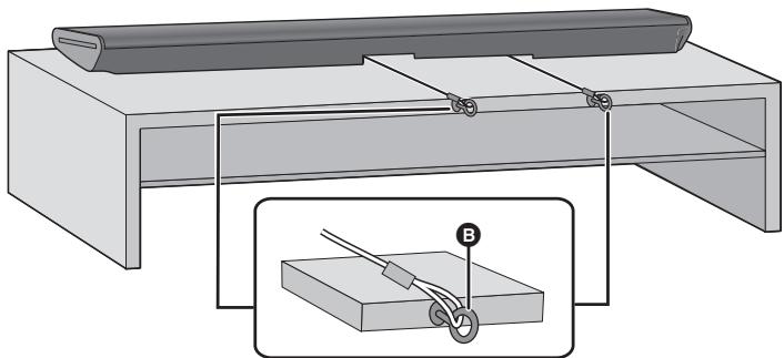 PANASONIC SC-HTB885EG - Stellen Sie das Hauptgerät an der gewünschten Position auf und bringen Sie jedes Seil am Regal oder Tisch an. - 1