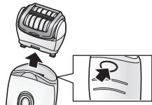 Diagram showing a toaster with a scroll and directional arrows indicating motion or change, alongside a close-up of the device's screen.