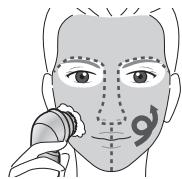 Diagram illustrating facial massage technique with labeled eye area '9'