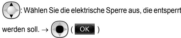 : Wählen Sie die elektrische Sperre aus, die entsperrt werden soll. → (OK)