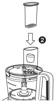 Diagram showing a step-by-step process of a container being placed into a gas cylinder, with labeled step number ②.