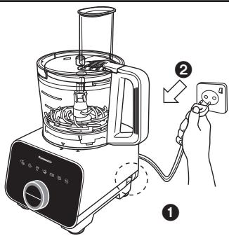Diagram showing a kitchen blender with labeled parts and an electrical plug, illustrating the process of adding a power outlet.