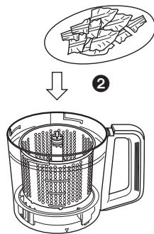 Diagram showing a food processor with a side-by-side step labeled '2' indicating a processing or cooking process.