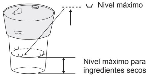 Nivel máximo Nivel máximo para ingredientes secos