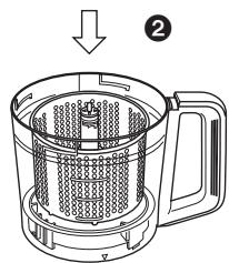 Diagram of a food grater with labeled parts and step indicator (②)