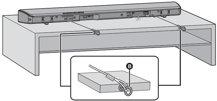 PANASONIC SC-HTB688EG - Plaats het hoofdtoestel in de gewenste positie en bevestig ieder koord aan het rek of de tafel. - 1