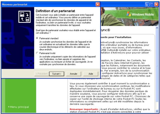 HP IPAQ H6300 - Comment faire pour creer un partenariat ActiveSync ? - 1