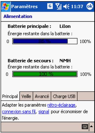 HP IPAQ H6300 - Comment faire pour vérifier le niveau de charge de la batterie? - 1