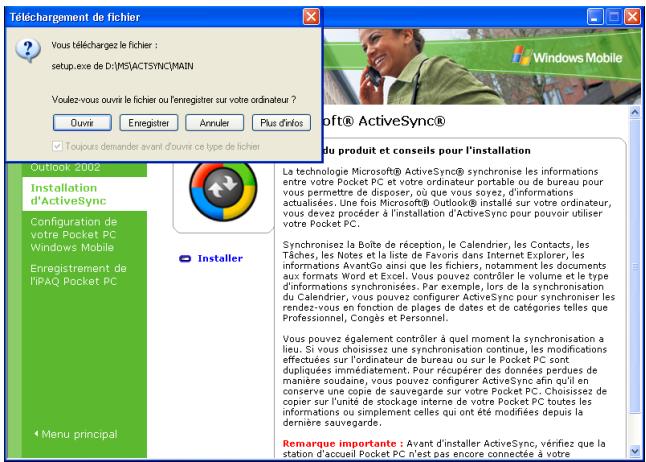 HP IPAQ H6300 - Lorsque la fenêtre Téléchargement de fichiers s'affiche, cliquez sur Ouvrir. - 1