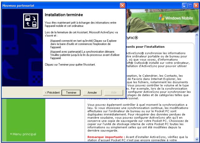 HP IPAQ H6300 - Lorsque l'écran Nouveau partenariat s'affiche, appuyez sur Synchroniser avec cet ordinateur de bureau, puis sur Suivant. - 4