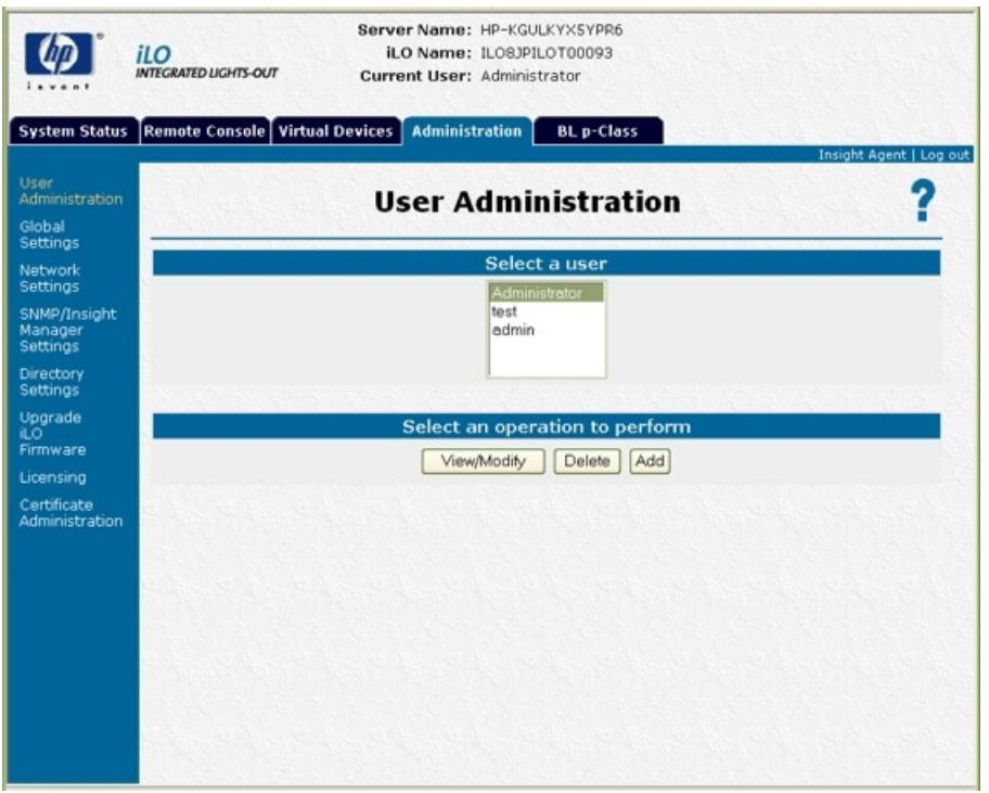 HP INTEGRATED LIGHTS-OUT (ILO) STANDARD FIRMWARE - Administration des utilisateurs - 2