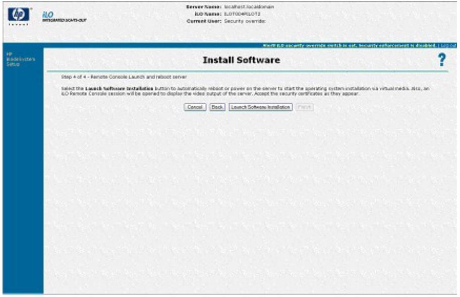 HP INTEGRATED LIGHTS-OUT (ILO) STANDARD FIRMWARE - Écran d'installation logicielle - 1