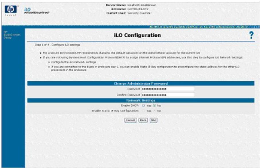 HP INTEGRATED LIGHTS-OUT (ILO) STANDARD FIRMWARE - Écran de configuration iLO - 1