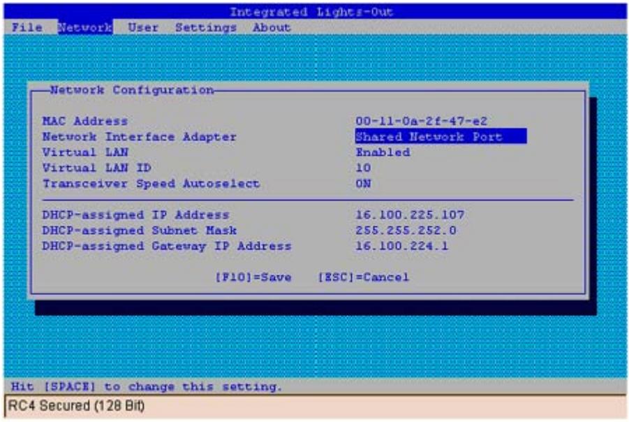 HP INTEGRATED LIGHTS-OUT (ILO) STANDARD FIRMWARE - Activation et configuration du réseau VLAN à l'aide de l'utilitaire de configuration basé sur la ROM (RBSU) - 1