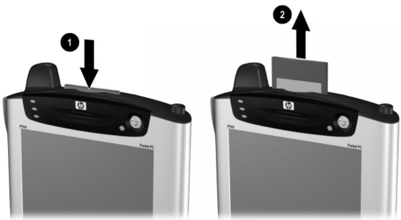 HP IPAQ H5100 - Retrait d'une carte d'extension SD - 1