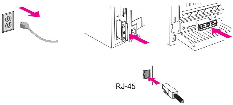 HP JETDIRECT 615N PRINT SERVER FOR FAST ETHERNET - Mise hors tension de l'imprimante, installation du matériel - 1