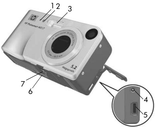 HP PHOTOSMART M517 - Avant, côté gauche et dessous de l'appareil photo - 1