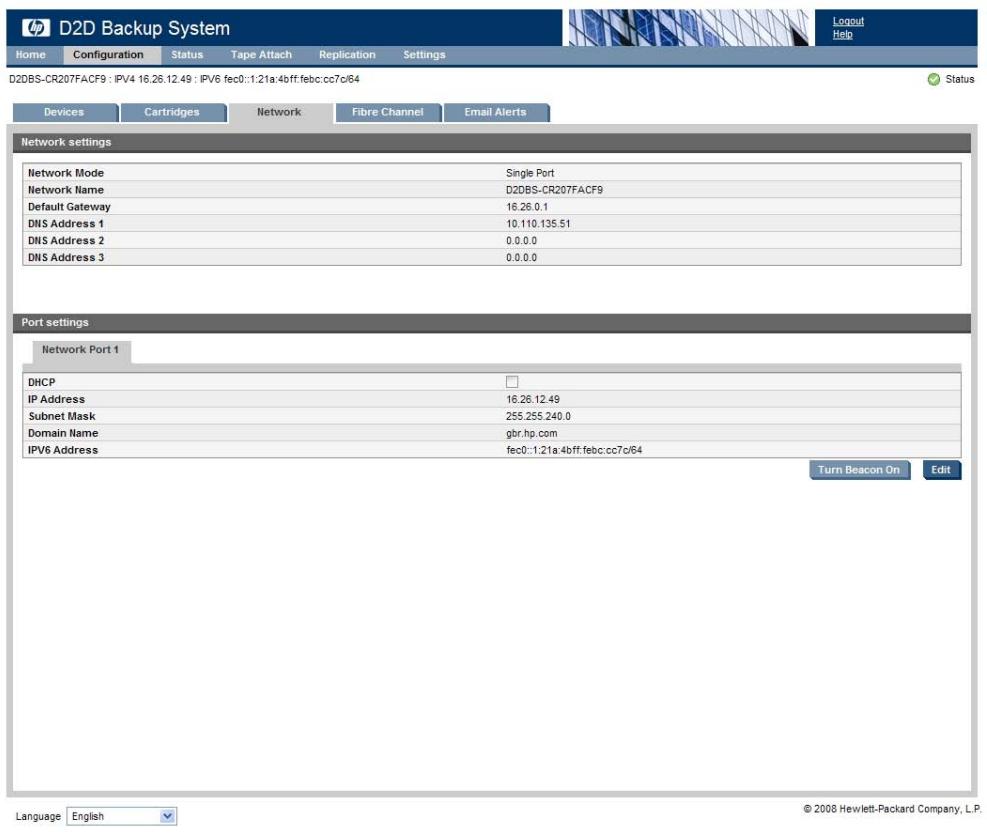 HP STORAGEWORKS D2D4000 BACKUP SYSTEM - Réseau (Configuration) - 1