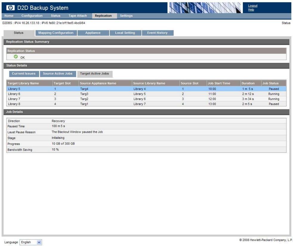 HP STORAGEWORKS D2D4000 BACKUP SYSTEM - État (Réplication) - 1