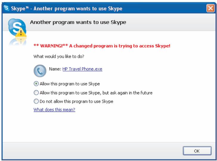 HP TRAVEL PHONE - Un autre programme veut utiliser Skype - 1