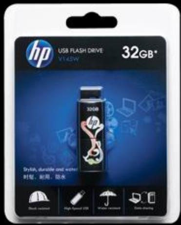 hp USB FLASH DRIVE V145W 32GB* Shikb, durable and water 时短，耐用，防水 Stack mounted High Speed USB Water mounted Data shunting