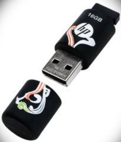 Two USB flash drives with white and green decorative logos, one open and one closed (no text or symbols visible)