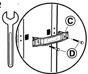 Diagram showing a wrench and a mechanical component with labeled parts C, D, and a central section marked with a 'E' symbol.