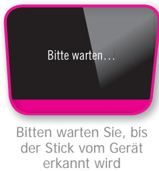 Bitte warten... Bitten warten Sie, bis der Stick vom Gerät erkannt wird