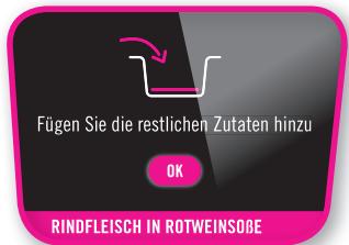 Fügen Sie die restlichen Zutaten hinzu OK RINDFLEISCH IN ROTWEINSOBE