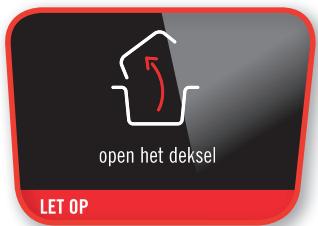 open het deksel LET OP