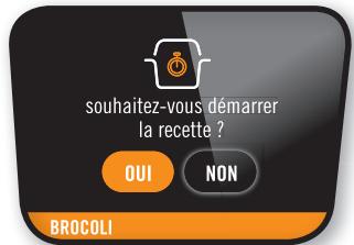 souhaitez-vous démarrer la recette ? OUI NON BROCOLI