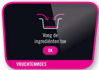 Voeg de ingrediënten toe OK VRUCHTENMOES
