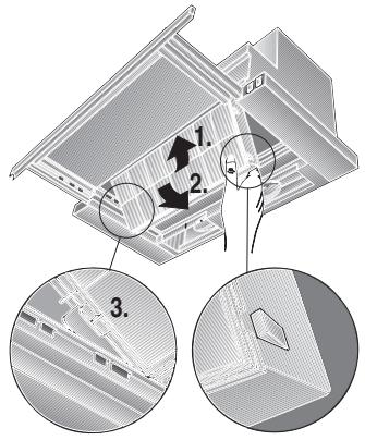 SIEMENS LI23031/03 - INSTALLATION INSTRUCTIONS - Para retener los olores durante elfuncionamento de la campanaextractora con evacuacion del aire alinterior (recirculacion del aire): - 2
