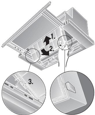 SIEMENS LI23031/04  - INSTALLATION INSTRUCTIONS - Para retener los olores durante elfuncionamento de la campanaextractora con evacuacion del aire alinterior (recirculacion del aire): - 2