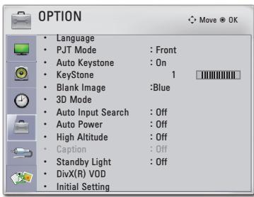 LG PB60G - OPTION Settings - 1