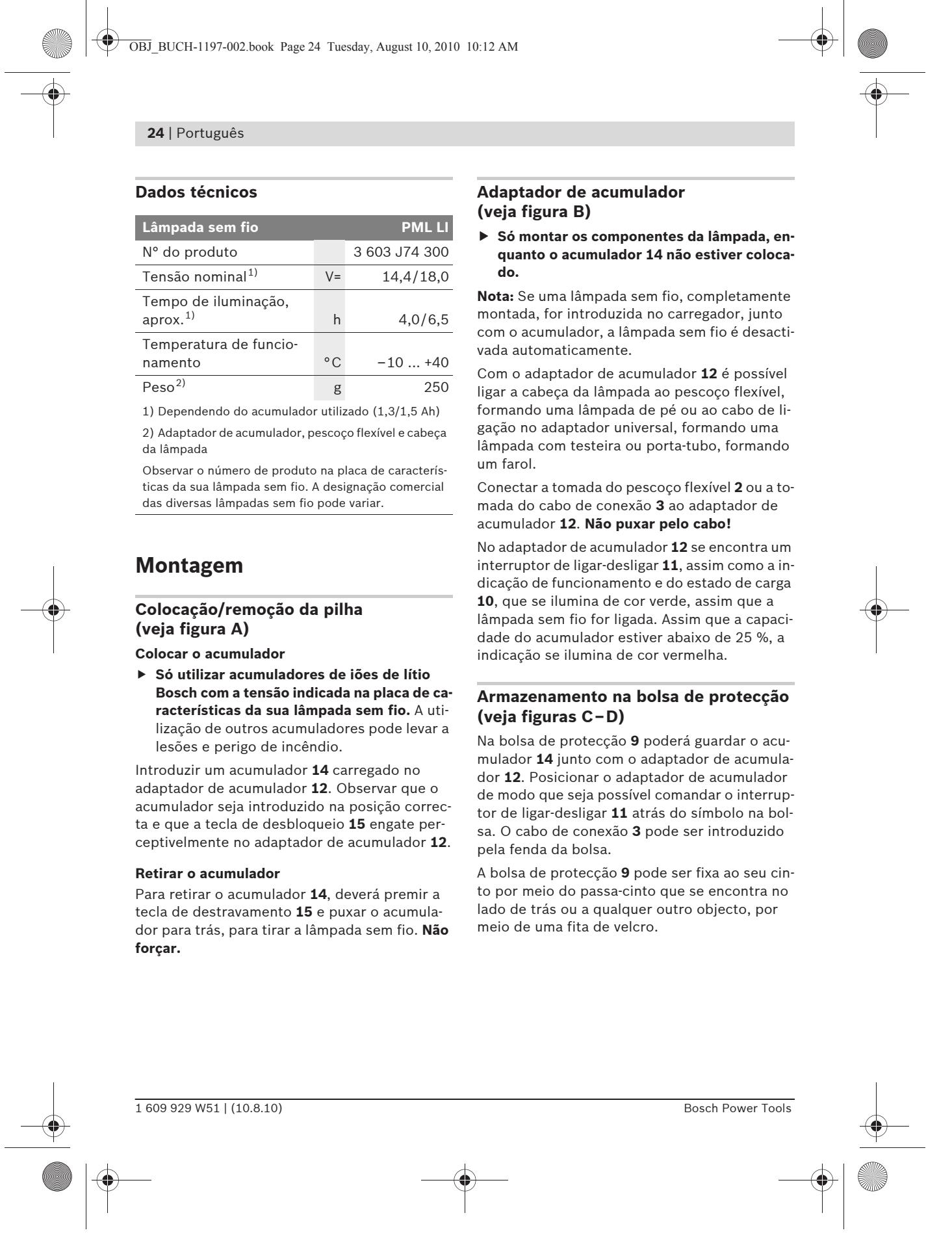 BOSCH PML LI - Armazenamento na bolsa de proteção (veja figuras C-D) - 1