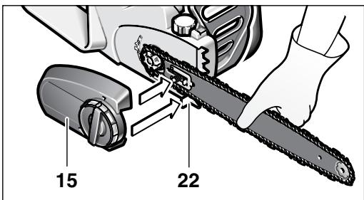BOSCH AKE45-18S - Montaje y tensado de la cadena de sierra - 8